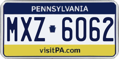 PA license plate MXZ6062