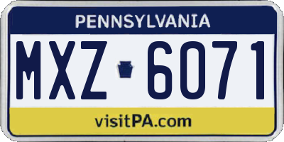 PA license plate MXZ6071