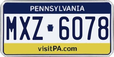 PA license plate MXZ6078