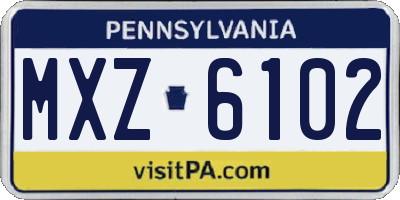 PA license plate MXZ6102