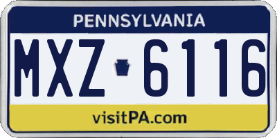 PA license plate MXZ6116