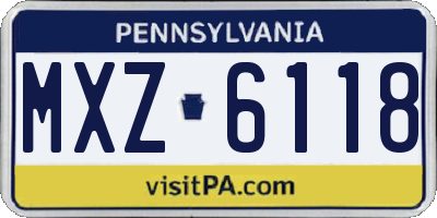 PA license plate MXZ6118