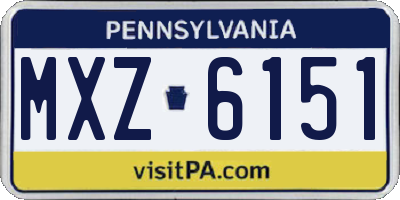 PA license plate MXZ6151