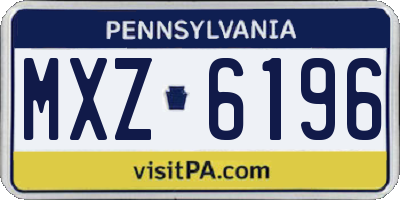 PA license plate MXZ6196