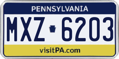 PA license plate MXZ6203