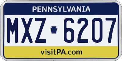 PA license plate MXZ6207