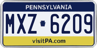 PA license plate MXZ6209