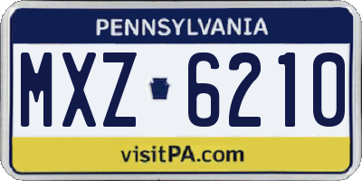 PA license plate MXZ6210