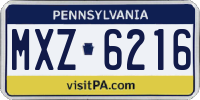 PA license plate MXZ6216