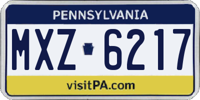 PA license plate MXZ6217