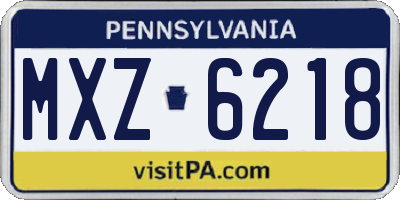 PA license plate MXZ6218