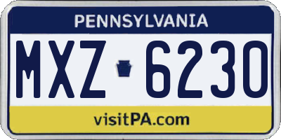 PA license plate MXZ6230