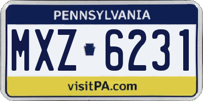 PA license plate MXZ6231