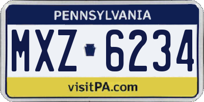 PA license plate MXZ6234