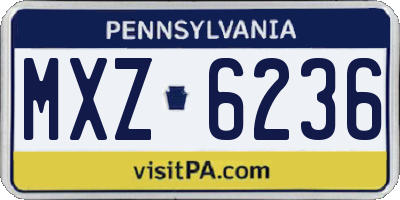 PA license plate MXZ6236