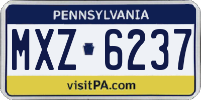 PA license plate MXZ6237