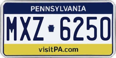 PA license plate MXZ6250