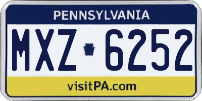 PA license plate MXZ6252