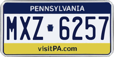 PA license plate MXZ6257