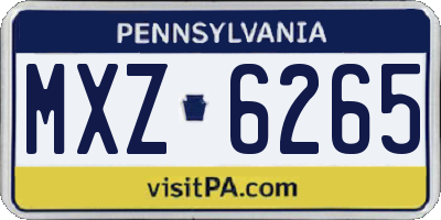 PA license plate MXZ6265
