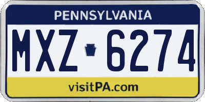 PA license plate MXZ6274