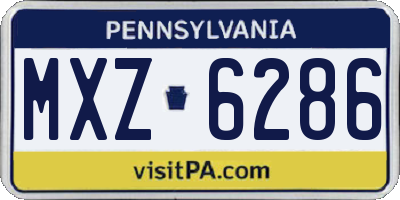 PA license plate MXZ6286
