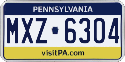 PA license plate MXZ6304