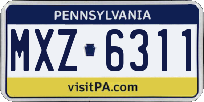 PA license plate MXZ6311