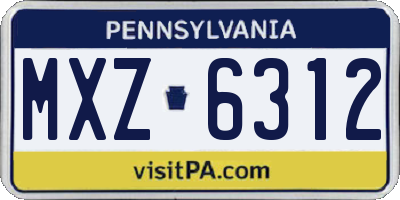 PA license plate MXZ6312