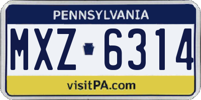 PA license plate MXZ6314