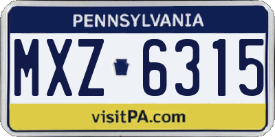 PA license plate MXZ6315