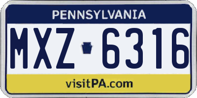 PA license plate MXZ6316