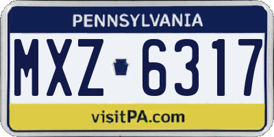 PA license plate MXZ6317