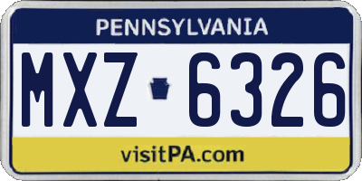 PA license plate MXZ6326