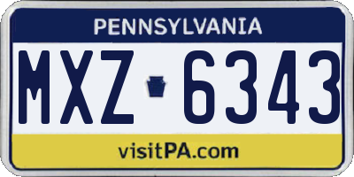 PA license plate MXZ6343