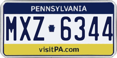 PA license plate MXZ6344