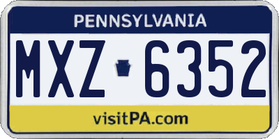 PA license plate MXZ6352