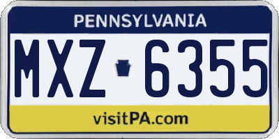 PA license plate MXZ6355