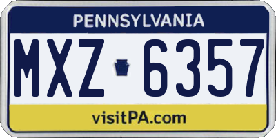 PA license plate MXZ6357