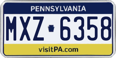 PA license plate MXZ6358