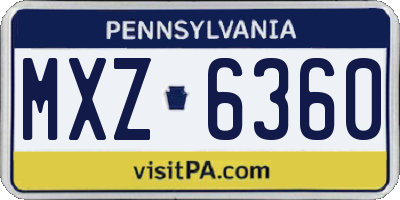 PA license plate MXZ6360