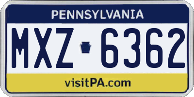 PA license plate MXZ6362