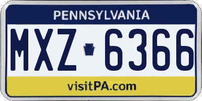PA license plate MXZ6366