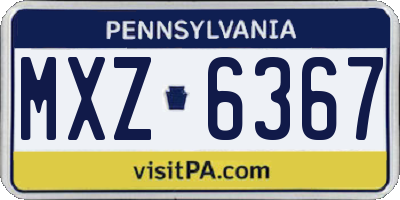 PA license plate MXZ6367