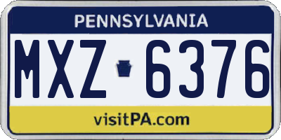 PA license plate MXZ6376