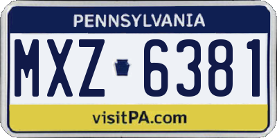 PA license plate MXZ6381