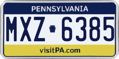 PA license plate MXZ6385