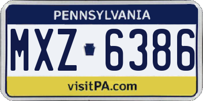 PA license plate MXZ6386