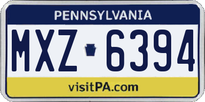 PA license plate MXZ6394