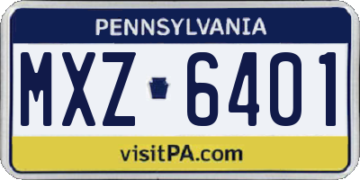 PA license plate MXZ6401